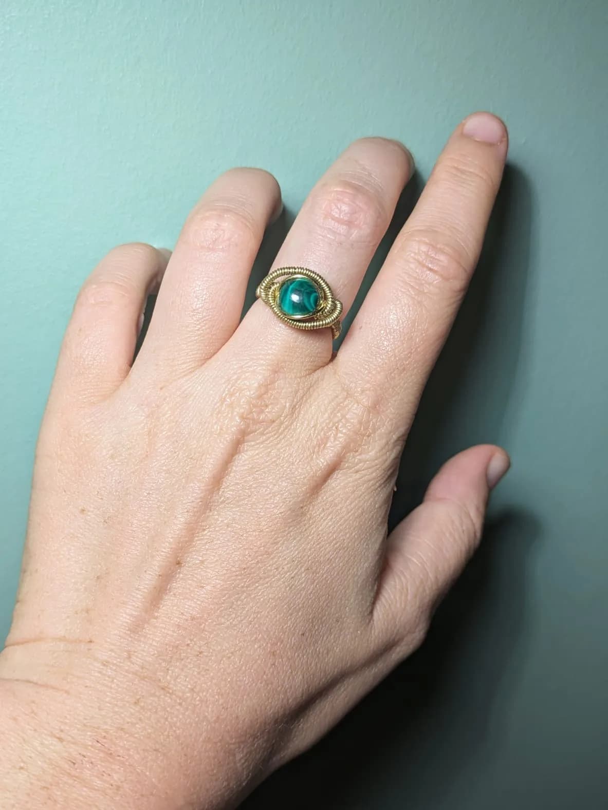 Bague spirale en malachite