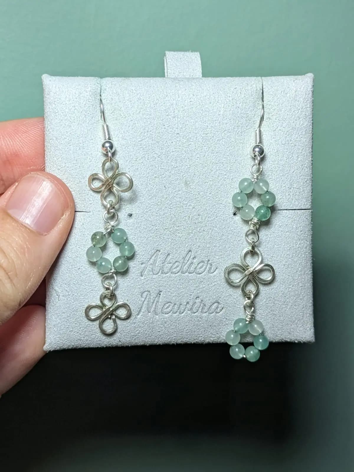 Boucles asymétriques trèfles et aventurine