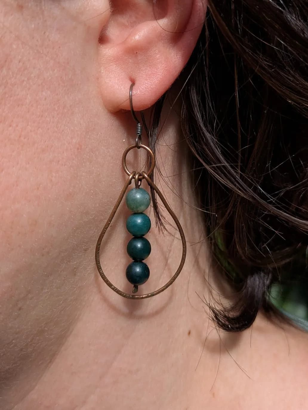 Boucles cuivre et agate mousse